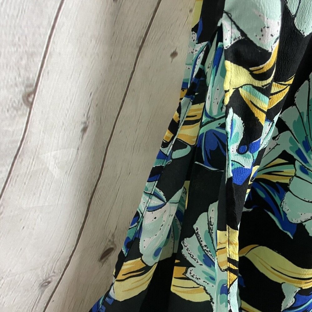 ASOS women size 12 black leaf print adjustable strap chiffon maxi dress - Picture 3 of 10
